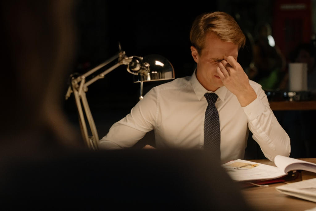 a man working inside the office