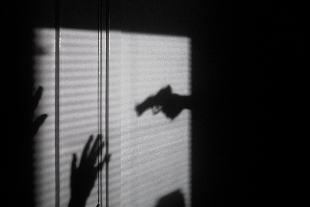 shadow of a gun being pointed at someone