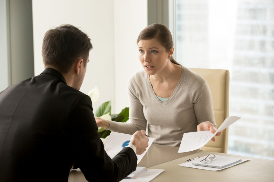 a woman arguing with a man