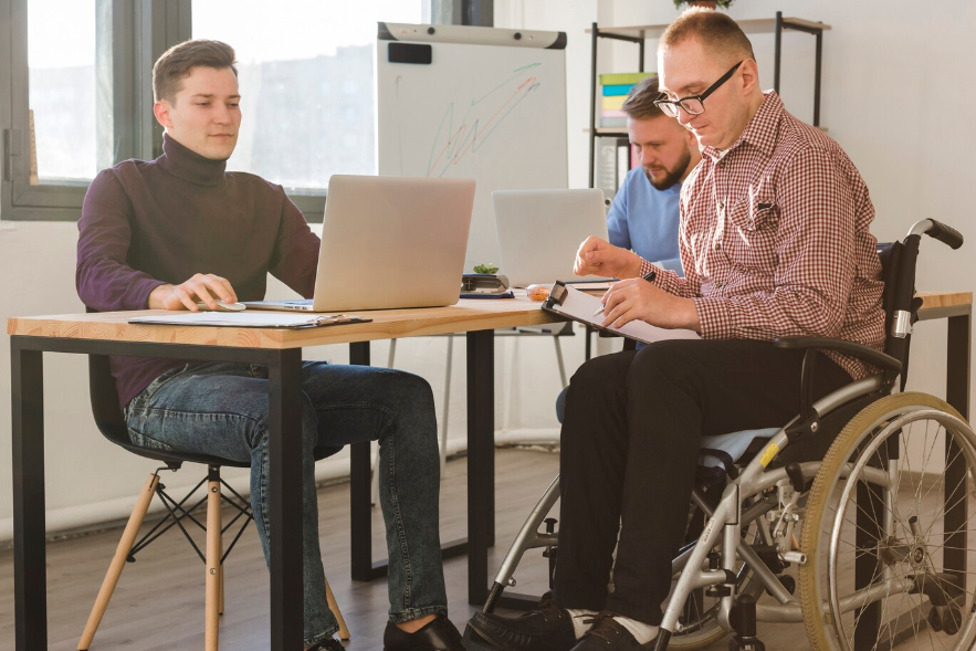 men working in an office