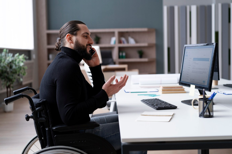 a disabled man at office