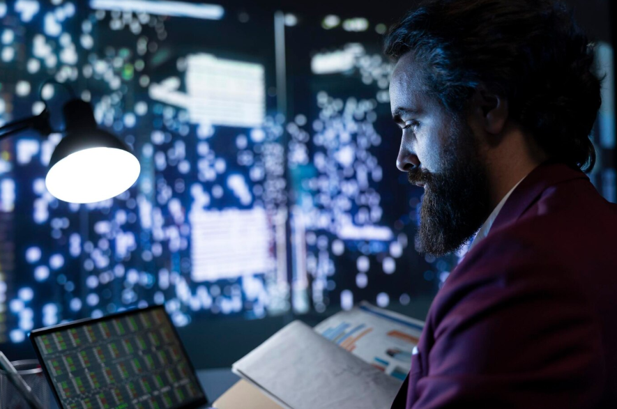 an investigator using a laptop