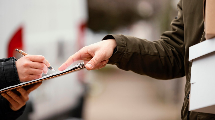 a person signing a document