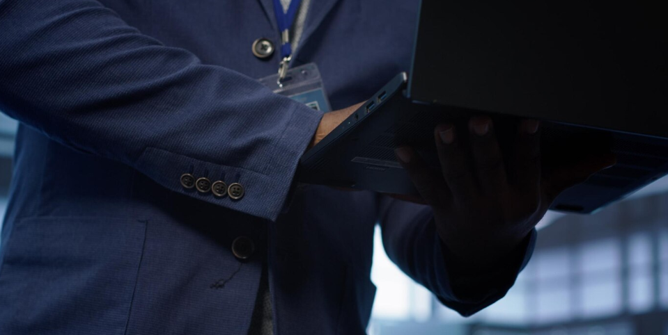 an investigator using a laptop