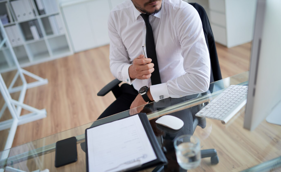 a man working in an office