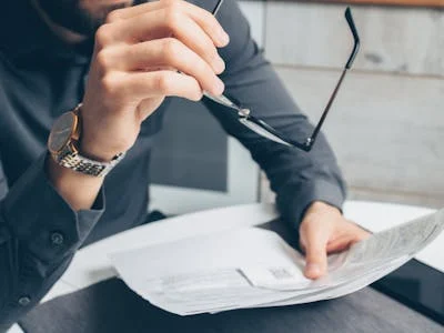 An auditor reviewing financial documents